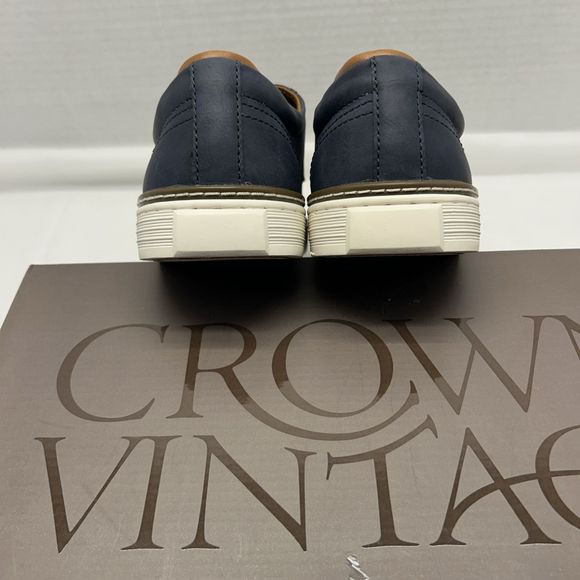 Crown Vintage Shoes Thoren Navy Brown White Sneaker Men Sz 8.5 NEW - Picture 5 of 11